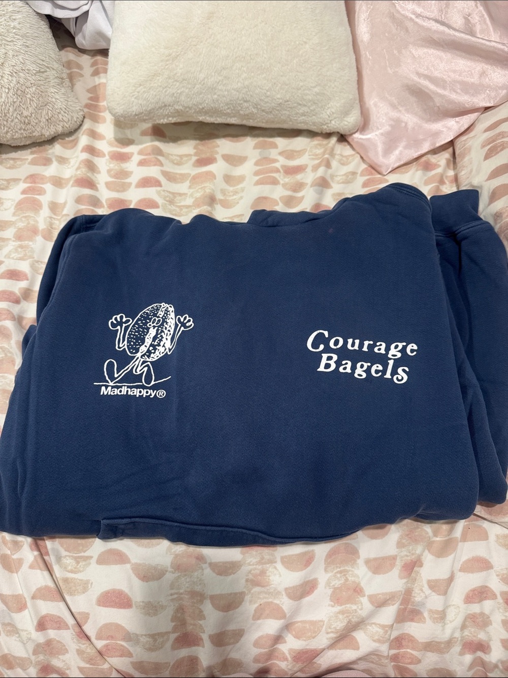 Madhappy Navy 'Courage Bagels' collab hoodie